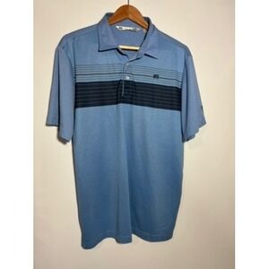 Travis Mathew Mens Golf Polo Shirt Blue‎ Stripe Size Large Logo